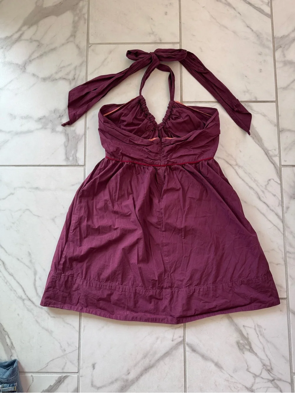 Zara Strapless Tie-Neck Dress in Deep Plum